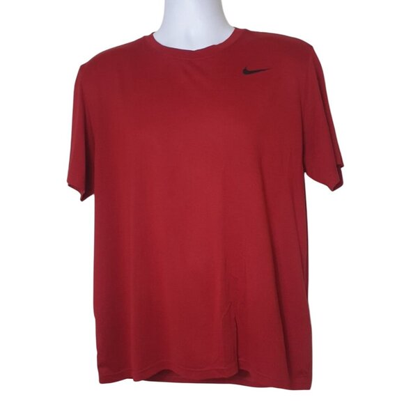 Nike Mens Tee Red L Dri-FIT Athletic Relaxed Fit Sporty SS T-Shirt Activewear - Picture 1 of 6